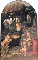 Leonardo da Vinci : Madonna of the Rocks – click for larger version
